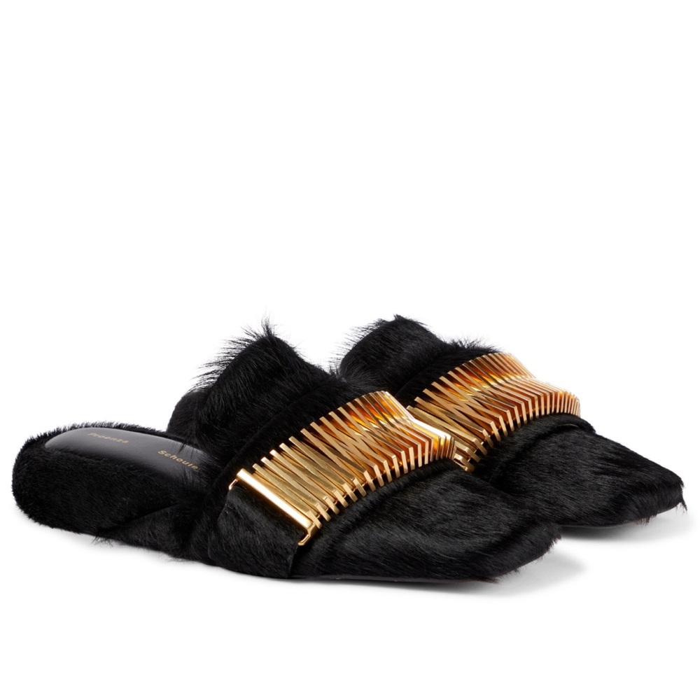 Proenza Schouler Quad Coil Calf Hair Mules 37